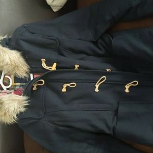 American Eagle Wool Blend Peacoat with Faux Fur Hood